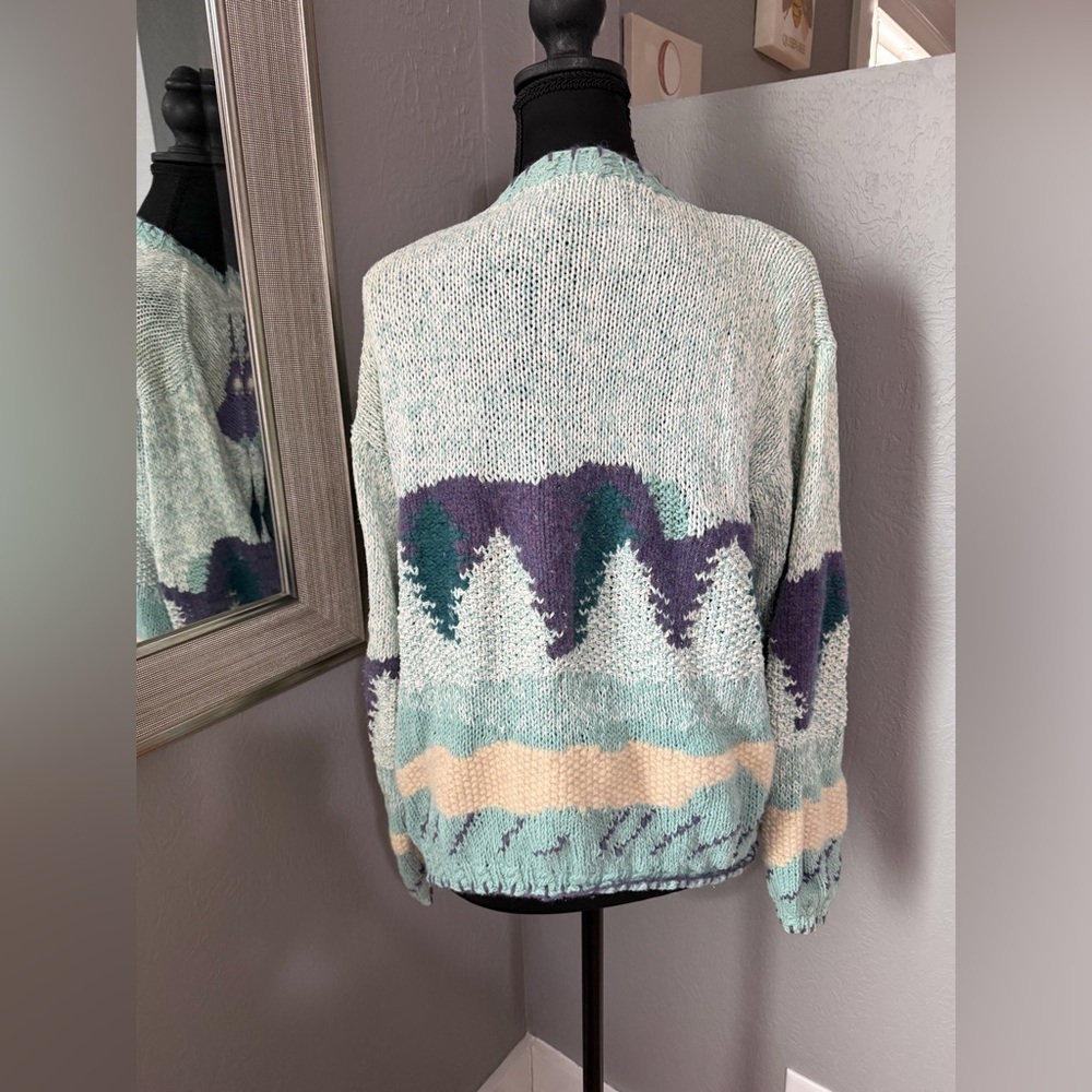 VTG Heirlooms Hand Knit Wool Blend Cottagecore Grannycore Cardigan Large. - Picture 5 of 9